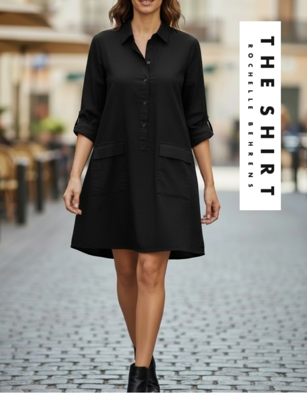 Evereve THE SHIRT Rochelle Behrens Dark Navy dress, S, GL1361